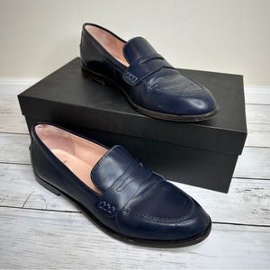 J. Crew blue leather penny loafers